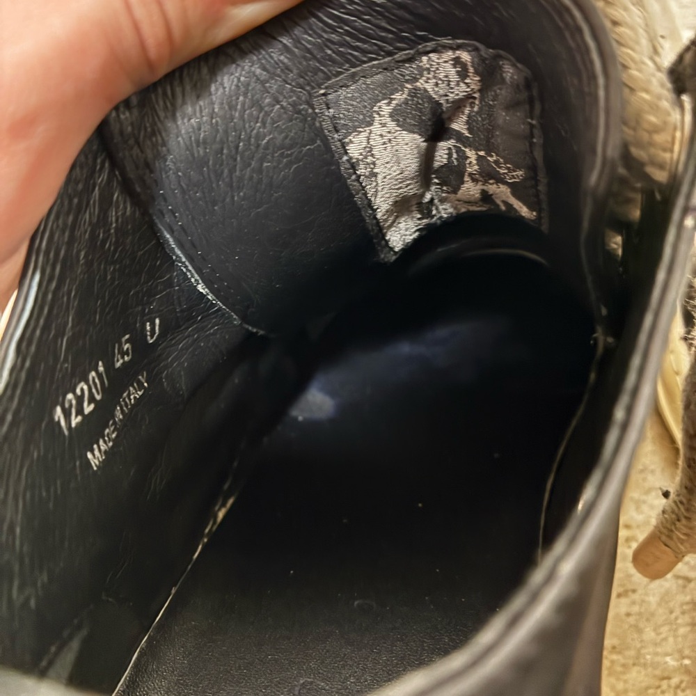 Rick Owens Black Leather Sneakers with Beige Snake-Print Detail